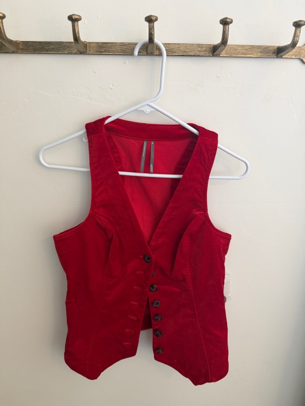 Anthropologie Red Corduroy Button-Front Vest